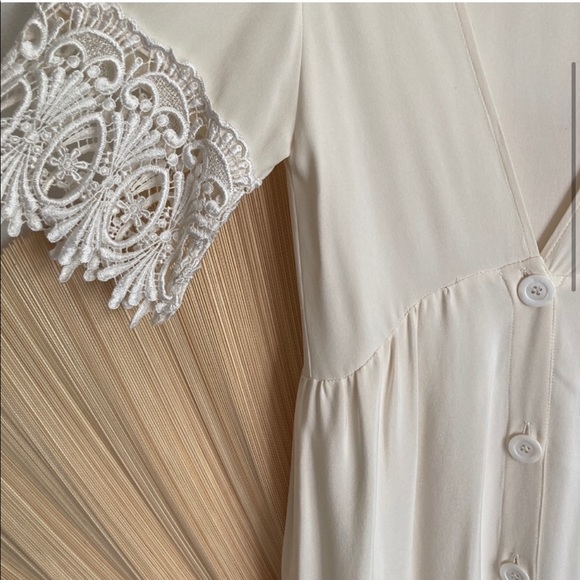 Stone Cold Fox Jade Mini Dress White Silk Embroidered Lace Babydoll Button RARE - Picture 12 of 14